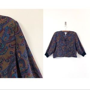 vintage sheer black floral bomber jacket cropped blouse 90s y2k grunge hippie